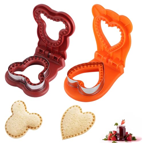 Sandwich Ausstechformen,2-teiliges Sandwich-Schneider-Set mit Versiegelungsfunktion - Sandwich-Ausstecher aus rostfreiem Stahl in niedlichen Bär- und Herzformen - Einfaches DIY Taschen-Sandwich-Design von CZAYEFNH