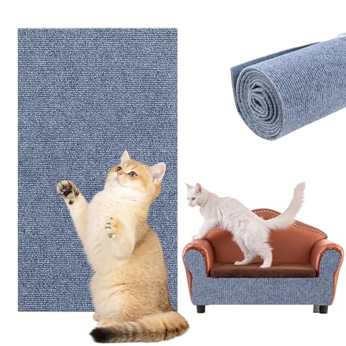 Selbstklebendes Katzenkratzkissen DIY Katzenkratzmatte Katzenkratzbrett Möbelschutz für Sofa Wand Couch Schutz Anti-Kratz-Teppich (grau, 200 x 40 cm) von CZCMYAU