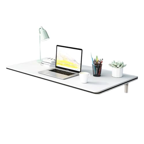 CZDANG An der Wand montierter Klapptisch aus Holz, kompakte Arbeitsstation, schwebender Schreibtisch mit robusten, zusammenklappbaren Regalhalterungen aus Metall(White-Black,60 * 40 * 1.6cm) von CZDANG