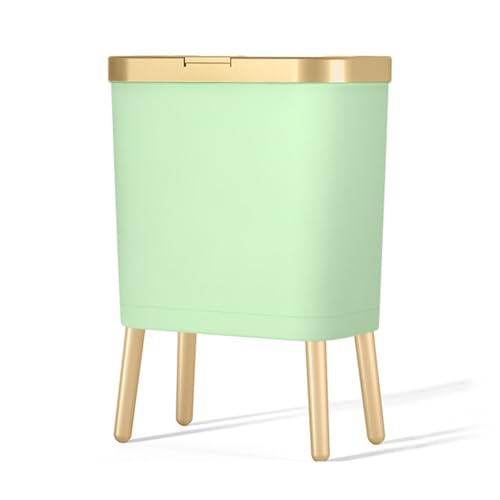Double Kitchen Trash Can Cabinet with Legs, Narrow Garbage Can with Lid Waste Container with Pop-Up Lid, Small Slim PlasticTrash Bin Waste Basket for Bathroom, Bedroom, Office(Light green) von CZDANG
