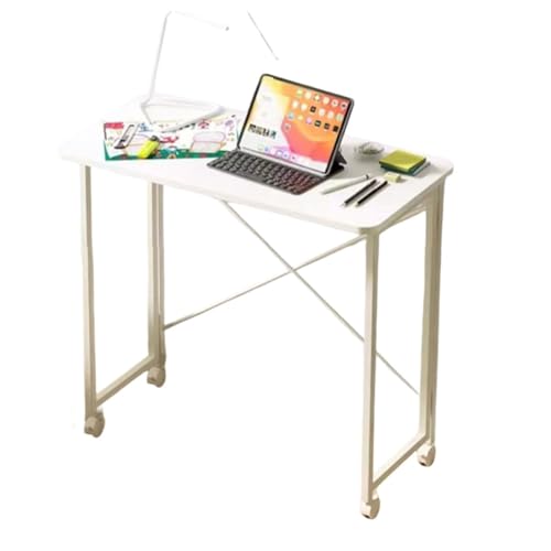 Mobile Foldable Table with Wheels,Portable Rolling Simple Computer Desk Folding Writing Desks for Home Office Bedroom Living Room(White,80 * 40 * 75CM) von CZDANG