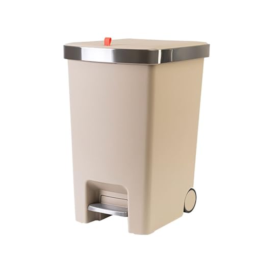 Step-On Plastic Kitchen Trash Can with Lid and Wheels Hands-Free Sanitary Use Large Capacity Garbage Can with Handle for Medical Waste in Hospitals/Lab/Emergency/Patient Rooms(Brown,45L) von CZDANG