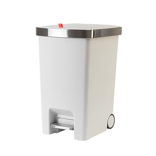 Step-On Plastic Kitchen Trash Can with Lid and Wheels Hands-Free Sanitary Use Large Capacity Garbage Can with Handle for Medical Waste in Hospitals/Lab/Emergency/Patient Rooms(White,45L) von CZDANG