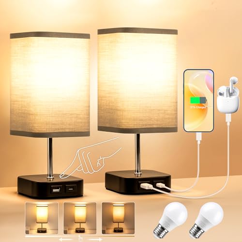 CZHHMART Nachttischlampe Touch Dimmbar Tischlampe mit Ladefunktion 2er Set Touch USB LED Tischlampe Dimmbar Schlafzimmer Tisch CZHHMART Nachttischlampe Touch Dimmbar Tischlampe mit Ladefunktion 2er Set Touch USB LED Tischlampe Dimmbar Schlafzimmer Tisch von CZHHMART