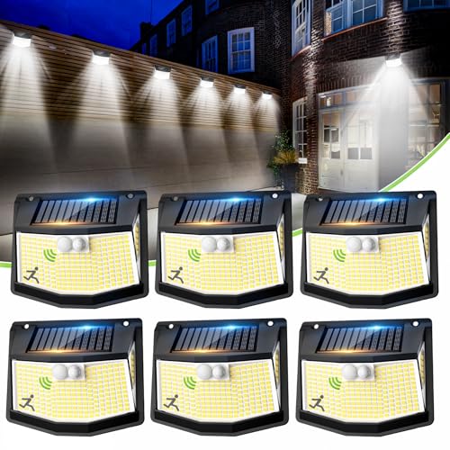 Solarlampen für Außen mit Bewegungsmelder - 248 LED Aussen Solar Lampe 6 Stück Outdoor 3 Modi Strahler mit 270°Beleuchtungswinkel IP65 Wasserdichte Solarlampe Aussenleuchte für Garten Hof Stufen Deck von CZHHMART