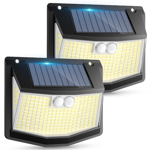 Solarleuchte für den Außenbereich Bewegungsmelder: 248 LEDs Solarlicht für Außenbereich mit Bewegungsmelder 3 Modi 270° Beleuchtung IP65 wasserdicht Außenleuchte Wandleuchte für Garten Garage 2 Stück von CZHHMART