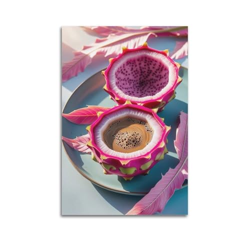 Leinwand-Wandkunst-Poster, modernes Familien-Poster, kreatives Poster, Drachenfrucht mit Kaffee, innovatives Kunstgemälde, 50 x 75 cm, ungerahmter Stil Leinwand-Wandkunst-Poster, modernes Familien-Poster, kreatives Poster, Drachenfrucht mit Kaffee, innovatives Kunstgemälde, 50 x 75 cm, ungerahmter Stil von CZHXYZ