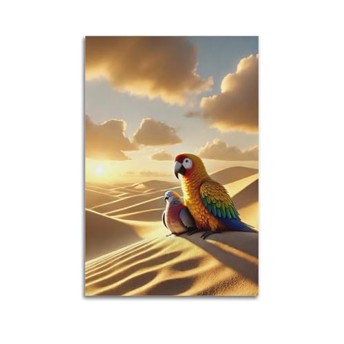 Moderne Familien-Leinwandkunst, Dekor-Poster, Heilposter, Papageien bei Wüste, Sonnenuntergang, warm und friedlich, dekoratives Gemälde, 30 x 45 cm, ungerahmter Stil Moderne Familien-Leinwandkunst, Dekor-Poster, Heilposter, Papageien bei Wüste, Sonnenuntergang, warm und friedlich, dekoratives Gemälde, 30 x 45 cm, ungerahmter Stil von CZHXYZ