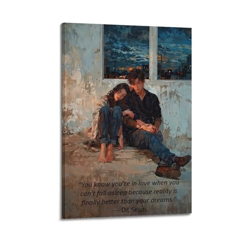 Moderne Familien-Leinwandkunst, Dekor-Poster, Liebesposter, Paare, die am Fenster sitzen, romantisches Zitat, Dekoration, Kunst, 30 x 45 cm, Rahmenstil Moderne Familien-Leinwandkunst, Dekor-Poster, Liebesposter, Paare, die am Fenster sitzen, romantisches Zitat, Dekoration, Kunst, 30 x 45 cm, Rahmenstil von CZHXYZ