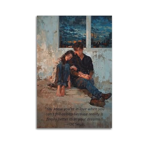 Moderne Familien-Leinwandkunst, Dekor-Poster, Liebesposter, Paare, die am Fenster sitzen, romantisches Zitat, Dekoration, Kunst, 40 x 60 cm, ungerahmt Moderne Familien-Leinwandkunst, Dekor-Poster, Liebesposter, Paare, die am Fenster sitzen, romantisches Zitat, Dekoration, Kunst, 40 x 60 cm, ungerahmt von CZHXYZ
