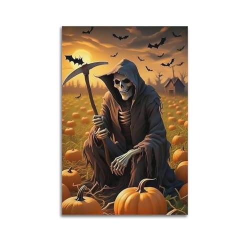 Moderne Familien-Leinwandkunst, Dekor-Poster, Motiv: Sensenmann im Kürbisfeld, fördert Halloween-Vibes, Gemälde, 40 x 60 cm, ungerahmter Stil Moderne Familien-Leinwandkunst, Dekor-Poster, Motiv: Sensenmann im Kürbisfeld, fördert Halloween-Vibes, Gemälde, 40 x 60 cm, ungerahmter Stil von CZHXYZ