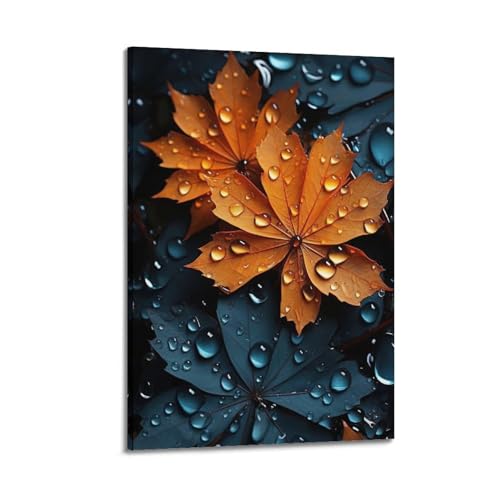 Moderne Familien-Leinwandkunst, Dekor-Poster, Naturposter, Herbstblätter mit Wassertropfen, künstlerisches Gemälde, 20 x 30 cm, Rahmenstil Moderne Familien-Leinwandkunst, Dekor-Poster, Naturposter, Herbstblätter mit Wassertropfen, künstlerisches Gemälde, 20 x 30 cm, Rahmenstil von CZHXYZ