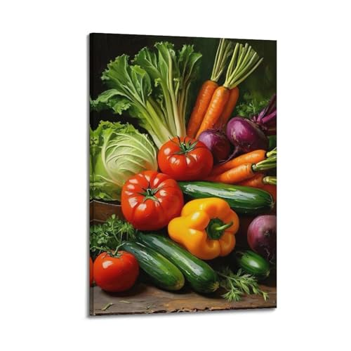 Moderne Familien-Leinwandkunst, Dekor-Poster, Pflanzen-Poster, frisches Gemüse, Bounty Of Natur, lebendige Küchendekoration, Kunst, 20 x 30 cm, Rahmenstil Moderne Familien-Leinwandkunst, Dekor-Poster, Pflanzen-Poster, frisches Gemüse, Bounty Of Natur, lebendige Küchendekoration, Kunst, 20 x 30 cm, Rahmenstil von CZHXYZ