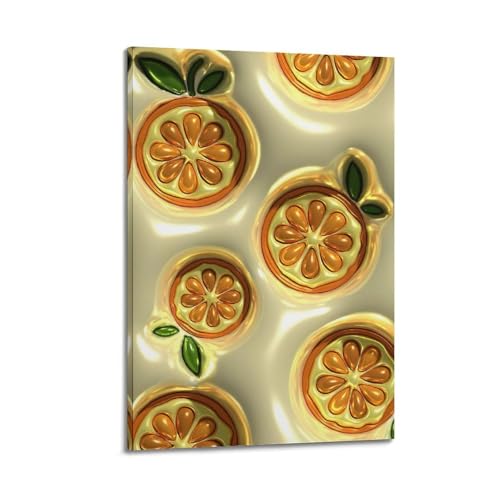 Moderne Familien-Leinwandkunst, Dekor-Poster, Pflanzen-Poster, metallisch-orangefarbene Scheiben, glänzender Glanz, bringt Vitalität in den Weltraum, Kunst-Dekor-Malerei, 30 x 45 cm, Rahmenstil Moderne Familien-Leinwandkunst, Dekor-Poster, Pflanzen-Poster, metallisch-orangefarbene Scheiben, glänzender Glanz, bringt Vitalität in den Weltraum, Kunst-Dekor-Malerei, 30 x 45 cm, Rahmenstil von CZHXYZ