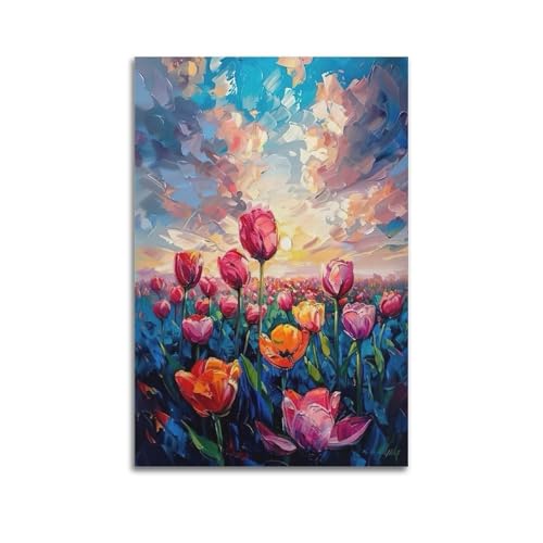 Moderne Familien-Leinwandkunst, Dekor-Poster, Pflanzenposter, buntes Tulpenfeld, Impressionistischer Himmel, künstlerische Blüte, Dekoration, Kunst, 60 x 90 cm, ungerahmter Stil Moderne Familien-Leinwandkunst, Dekor-Poster, Pflanzenposter, buntes Tulpenfeld, Impressionistischer Himmel, künstlerische Blüte, Dekoration, Kunst, 60 x 90 cm, ungerahmter Stil von CZHXYZ