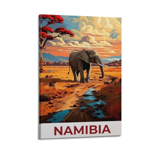 Moderne Familien-Leinwandkunst, Dekor-Poster, Reiseposter, Namibia, Savanne, Elefant, prächtige Natur, dekoratives Gemälde, 20 x 30 cm, Rahmenstil Moderne Familien-Leinwandkunst, Dekor-Poster, Reiseposter, Namibia, Savanne, Elefant, prächtige Natur, dekoratives Gemälde, 20 x 30 cm, Rahmenstil von CZHXYZ