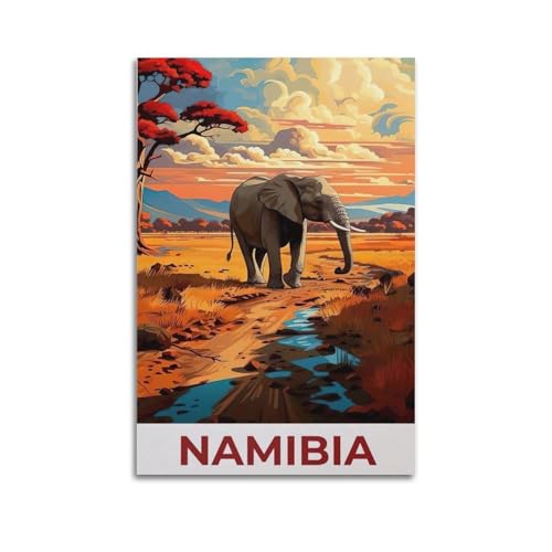 Moderne Familien-Leinwandkunst, Dekor-Poster, Reiseposter, Namibia, Savanne, Elefant, prächtige Natur, dekoratives Gemälde, 50 x 75 cm, ungerahmter Stil Moderne Familien-Leinwandkunst, Dekor-Poster, Reiseposter, Namibia, Savanne, Elefant, prächtige Natur, dekoratives Gemälde, 50 x 75 cm, ungerahmter Stil von CZHXYZ