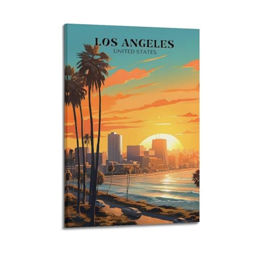Moderne Familien-Leinwandkunst, Dekor-Poster, Reiseposter Los Angeles, Strand, Sonnenuntergang, dynamisches und romantisches dekoratives Gemälde, 20 x 30 cm, Rahmenstil Moderne Familien-Leinwandkunst, Dekor-Poster, Reiseposter Los Angeles, Strand, Sonnenuntergang, dynamisches und romantisches dekoratives Gemälde, 20 x 30 cm, Rahmenstil von CZHXYZ