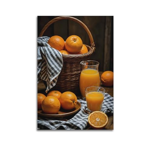 Moderne Familien-Leinwandkunst, Dekor-Poster, Stillleben-Poster, Korb mit Orangen und Glas Saft, Einfachheit, zeigt Wärme, dekoratives Gemälde, 40 x 60 cm, ungerahmter Stil Moderne Familien-Leinwandkunst, Dekor-Poster, Stillleben-Poster, Korb mit Orangen und Glas Saft, Einfachheit, zeigt Wärme, dekoratives Gemälde, 40 x 60 cm, ungerahmter Stil von CZHXYZ