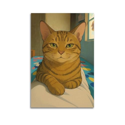 Moderne Familien-Leinwandkunst, Dekor-Poster, Tier-Poster, niedliche getigerte Katze, die auf einem Kissen liegt, warmes Gefühl für Zuhause, Dekoration, Kunst, 60 x 90 cm, ungerahmter Stil Moderne Familien-Leinwandkunst, Dekor-Poster, Tier-Poster, niedliche getigerte Katze, die auf einem Kissen liegt, warmes Gefühl für Zuhause, Dekoration, Kunst, 60 x 90 cm, ungerahmter Stil von CZHXYZ