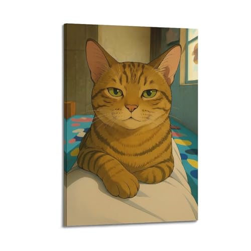 Moderne Familien-Leinwandkunst, Dekor-Poster, Tier-Poster, niedliche getigerte Katze, die auf einem Kissen liegt, warmes Heimgefühl, Dekoration, Kunst, 20 x 30 cm, Rahmenstil Moderne Familien-Leinwandkunst, Dekor-Poster, Tier-Poster, niedliche getigerte Katze, die auf einem Kissen liegt, warmes Heimgefühl, Dekoration, Kunst, 20 x 30 cm, Rahmenstil von CZHXYZ