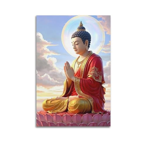 Moderne Familien-Leinwandkunst, Dekor-Poster, Zen-Poster, Buddha in rotem Gewand, Heiliges und friedliches dekoratives Gemälde, 20 x 30 cm, ungerahmter Stil Moderne Familien-Leinwandkunst, Dekor-Poster, Zen-Poster, Buddha in rotem Gewand, Heiliges und friedliches dekoratives Gemälde, 20 x 30 cm, ungerahmter Stil von CZHXYZ