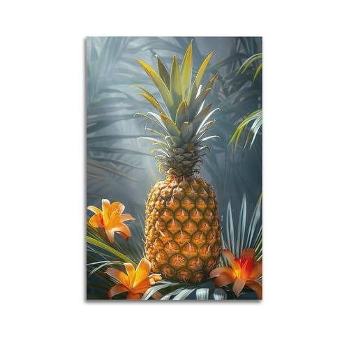 Moderne Familien-Leinwandkunst, Dekor-Poster, frische Poster, tropische Ananas und Blumen, natürliches und heilendes dekoratives Gemälde, 40 x 60 cm, ungerahmter Stil Moderne Familien-Leinwandkunst, Dekor-Poster, frische Poster, tropische Ananas und Blumen, natürliches und heilendes dekoratives Gemälde, 40 x 60 cm, ungerahmter Stil von CZHXYZ
