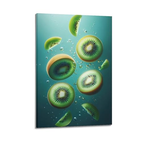 Moderne Familien-Leinwandkunst, Dekor-Poster, frisches Poster, schwebende Kiwis, Licht und Heilung, dekoratives Gemälde, 50 x 75 cm, Rahmenstil Moderne Familien-Leinwandkunst, Dekor-Poster, frisches Poster, schwebende Kiwis, Licht und Heilung, dekoratives Gemälde, 50 x 75 cm, Rahmenstil von CZHXYZ