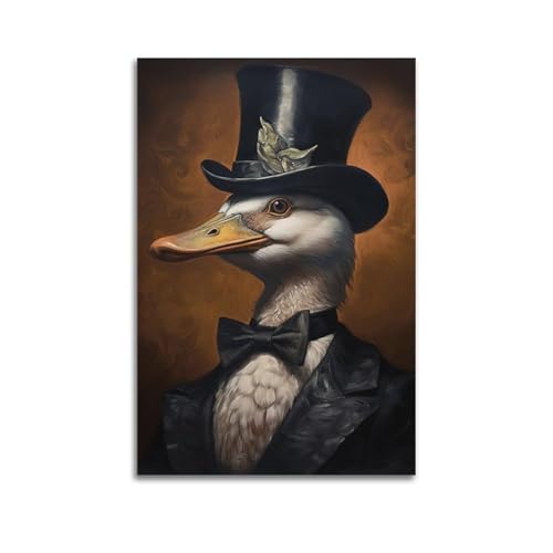 Moderne Familien-Leinwandkunst, Dekor-Poster, kreatives Poster, Gentleman, Ente im Zylinderhut, elegantes und lustiges dekoratives Gemälde, 50 x 75 cm, ungerahmter Stil Moderne Familien-Leinwandkunst, Dekor-Poster, kreatives Poster, Gentleman, Ente im Zylinderhut, elegantes und lustiges dekoratives Gemälde, 50 x 75 cm, ungerahmter Stil von CZHXYZ