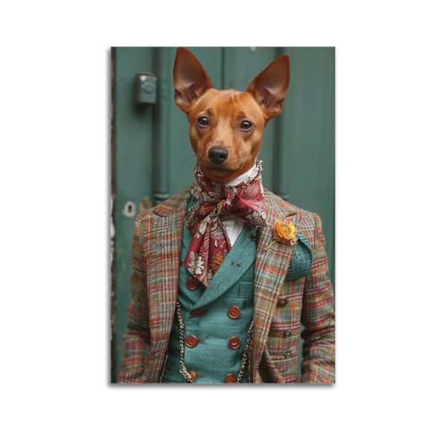 Moderne Familien-Leinwandkunst, Dekor-Poster, modisches Poster, stilvoller Hund mit Anzug, schickes Kunstgemälde, 40 x 60 cm, ungerahmter Stil Moderne Familien-Leinwandkunst, Dekor-Poster, modisches Poster, stilvoller Hund mit Anzug, schickes Kunstgemälde, 40 x 60 cm, ungerahmter Stil von CZHXYZ