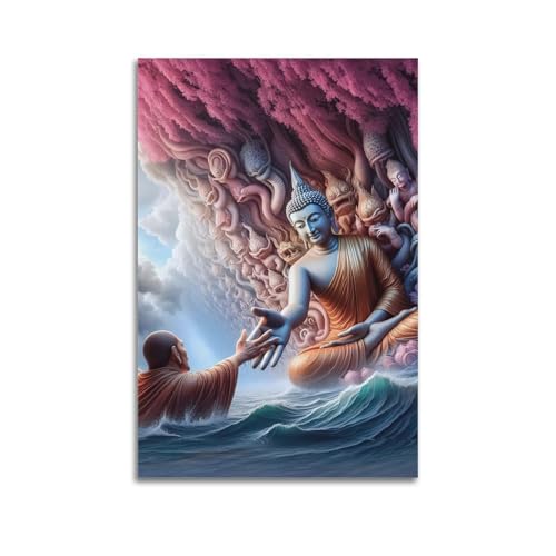Moderne Familien-Leinwandkunst, Dekor-Poster, religiöses Poster, junger Mönch, betet zu Buddha, spiritueller Frieden, Dekoration, Kunst, 20 x 30 cm, ungerahmter Stil Moderne Familien-Leinwandkunst, Dekor-Poster, religiöses Poster, junger Mönch, betet zu Buddha, spiritueller Frieden, Dekoration, Kunst, 20 x 30 cm, ungerahmter Stil von CZHXYZ
