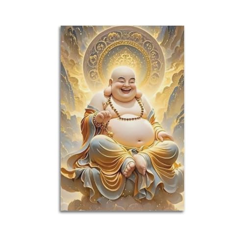 Moderne Familien-Leinwandkunst, Dekor-Poster, religiöses Poster, lachender Buddha, goldene Glückseligkeit, Dekoration, Kunst, 20 x 30 cm, ungerahmter Stil Moderne Familien-Leinwandkunst, Dekor-Poster, religiöses Poster, lachender Buddha, goldene Glückseligkeit, Dekoration, Kunst, 20 x 30 cm, ungerahmter Stil von CZHXYZ