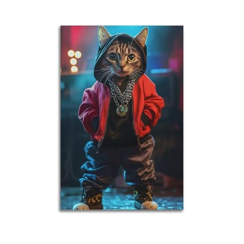 Moderne Familien-Leinwandkunst, Dekor-Poster, trendiges Poster, coole Katze, Straße, Mode, dekoratives Gemälde, 40 x 60 cm, ungerahmter Stil Moderne Familien-Leinwandkunst, Dekor-Poster, trendiges Poster, coole Katze, Straße, Mode, dekoratives Gemälde, 40 x 60 cm, ungerahmter Stil von CZHXYZ
