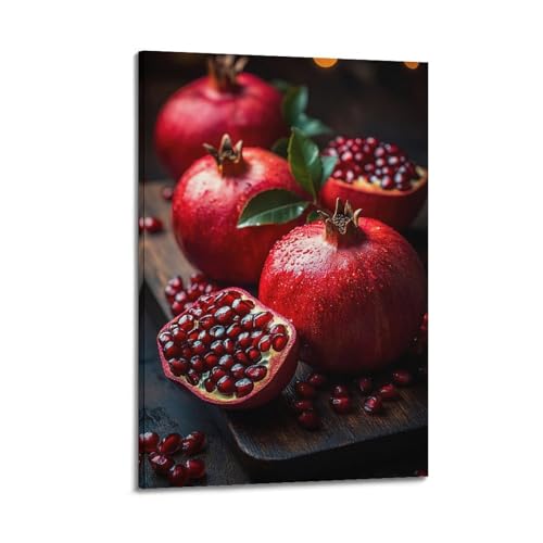 Moderne Familien-Leinwandkunst-Dekor-Poster, Lebensmittel-Poster, rote Granatäpfel, Nahaufnahme, prall und verführerisch, dekoratives Gemälde, 30 x 45 cm, Rahmenstil Moderne Familien-Leinwandkunst-Dekor-Poster, Lebensmittel-Poster, rote Granatäpfel, Nahaufnahme, prall und verführerisch, dekoratives Gemälde, 30 x 45 cm, Rahmenstil von CZHXYZ