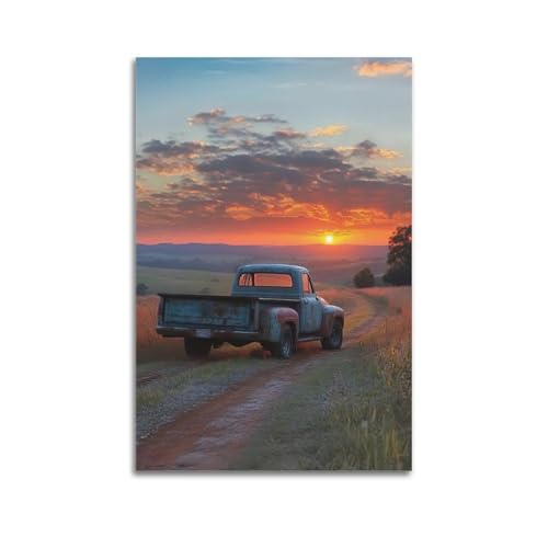 Moderne Familien-Leinwandkunst-Dekor-Poster, Pflanzen-Poster, alter Lastwagen auf dem Land, Sonnenuntergang, Reise, versteckt Zeitgeschichten, Dekorgemälde, 50 x 75 cm, ungerahmter Stil Moderne Familien-Leinwandkunst-Dekor-Poster, Pflanzen-Poster, alter Lastwagen auf dem Land, Sonnenuntergang, Reise, versteckt Zeitgeschichten, Dekorgemälde, 50 x 75 cm, ungerahmter Stil von CZHXYZ