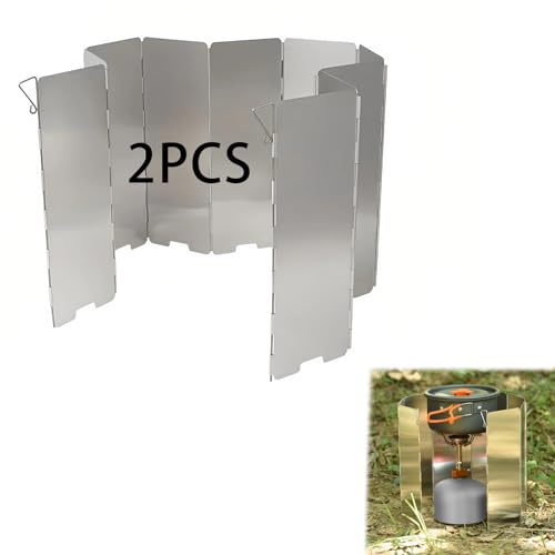 CZNBZIU 2 Satz Windschutzscheibe Campingrucksack Quemadores Para Estufa De Gas Kocher Windschutz Campingkochgeschirr Klappbarer Windschutz Für Den Außenbereich Tragbar von CZNBZIU