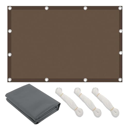 Awning Waterproof Rectangular,with Cable Ties Shade Net,Wind Balcony Privacy Screen,98% UV Protection,Tear-Resistant,for Pergola Garden Patio Outdoor Railing (Coffee,7×7m) von CZQGLYM