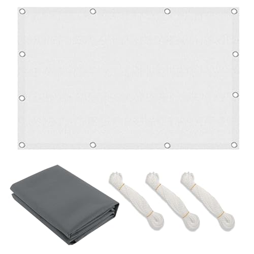 Awning Waterproof Rectangular,with Cable Ties Shade Net,Wind Balcony Privacy Screen,98% UV Protection,Tear-Resistant,for Pergola Garden Patio Outdoor Railing (White,3m × 4m) von CZQGLYM