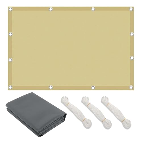 Awning Waterproof Rectangular,with Cable Ties Shade Net,Wind Balcony Privacy Screen,98% UV Protection,Tear-Resistant,for Pergola Garden Patio Outdoor Railing (Yellow,3m × 5m) von CZQGLYM