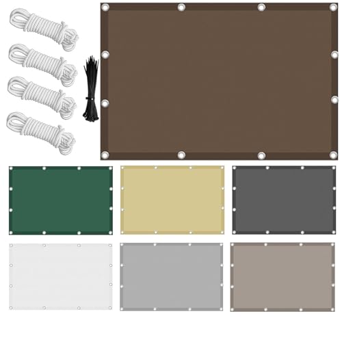 Awning Waterproof Rectangular with Ropes,95% UV Protection,Weatherproof- Sun Protection,for Garden,Patio,Balcony,3 x 4 m Balcony Privacy Screen (Coffee,4× 10m) von CZQGLYM