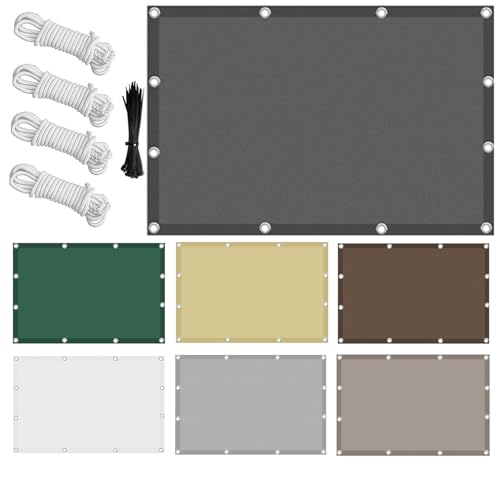 Awning Waterproof Rectangular with Ropes,95% UV Protection,Weatherproof- Sun Protection,for Garden,Patio,Balcony,3 x 4 m Balcony Privacy Screen (Dark Grey,4× 10m) von CZQGLYM