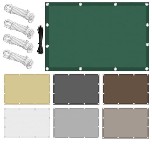 Awning Waterproof Rectangular with Ropes,95% UV Protection,Weatherproof- Sun Protection,for Garden,Patio,Balcony,3 x 4 m Balcony Privacy Screen (Green,6× 10m) von CZQGLYM