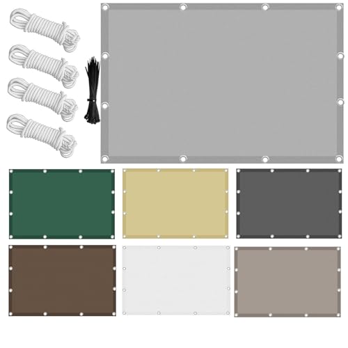Awning Waterproof Rectangular with Ropes,95% UV Protection,Weatherproof- Sun Protection,for Garden,Patio,Balcony,3 x 4 m Balcony Privacy Screen (Light Gray,4× 10m) von CZQGLYM