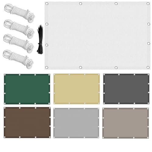 Awning Waterproof Rectangular with Ropes,95% UV Protection,Weatherproof- Sun Protection,for Garden,Patio,Balcony,3 x 4 m Balcony Privacy Screen (White,4× 10m) von CZQGLYM