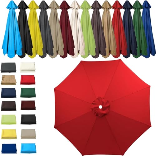 CZQGLYM Sonnenschirm Ersatzbezug 2m/2.7m/3m6-Rippen/8-Rippen Rund Ersatztuch,Anti-UV Patio Umbrella Cloth Cover Sonnenschirm Stabil Strand Terrasse Garten (8 ribs-3m(9.8ft),Rot) von CZQGLYM