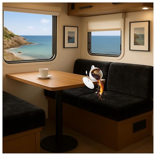 CZQGLYM Wasserdichter Velours-Polsterschutz für Caravan & Wohnmobil - Anti-Rutsch Sitzbezug, Stretch Sofaschoner L/U-Form für 2/3/4-Sitzer, Ecksofa & Innenbereich (Black,W65-95cm L130-150cm) von CZQGLYM
