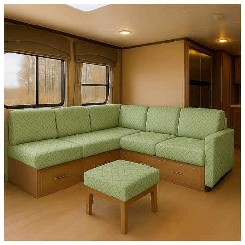 CZQGLYM Winterbezug für Camperbank Dickes Velours mit 4 Gurten - Extrem strapazierfähiger Jacquardstoff - kratzfester Sofaschutzbezug -für Sofabank Möbel Camper (Green,W: 20-35CM,D:60-95CM) von CZQGLYM