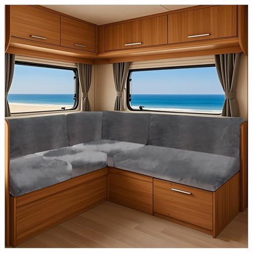 CZQGLYM Wohnwagen Polsterbezüge rutschfeste, Sofa Überzug- für 1-4 Sitzer,Sofa überzug l Form Sofa Cover Couch Überzug Für Wohnwagenpolster Spannbezug Sitzbank (Light Gray,W230-280CM D50-70CM) von CZQGLYM
