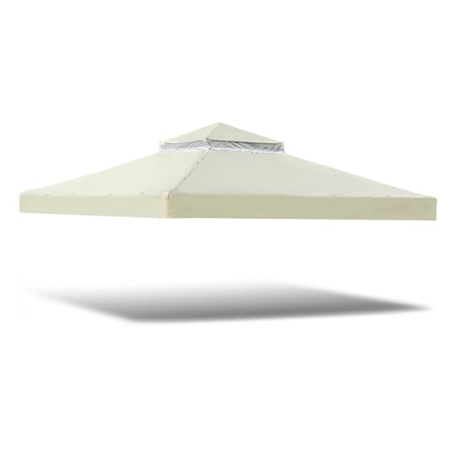 Replacement Roof for Gazebo Waterproof,Double Roof with Breathable Mesh,95% UV-Resistant, Includes12 Drainage Holes,Parties for 6-8 People,Ideal for Garden Patio (Beige,300cm × 300cm) von CZQGLYM