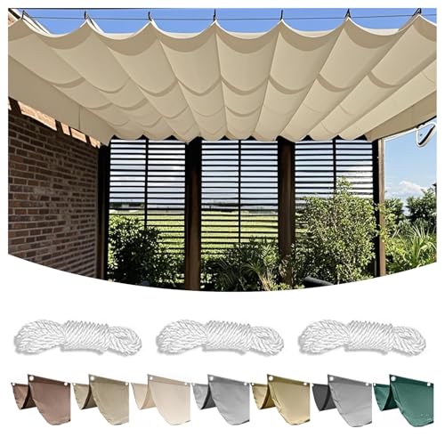 Retractable Wave Awning, Pergola Replacement Shade Cover with Mounting Kit Sun Protection, Waterproof Outdoor Pergola, UV-Resistant Awning, Applicable to Patio, Garden (Beige,1x10M (W x L)) von CZQGLYM